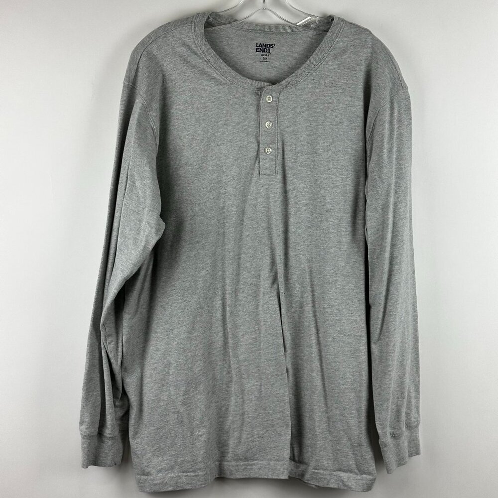 Lands' End Men's Big Super-T Long Sleeve Henley Shirt
